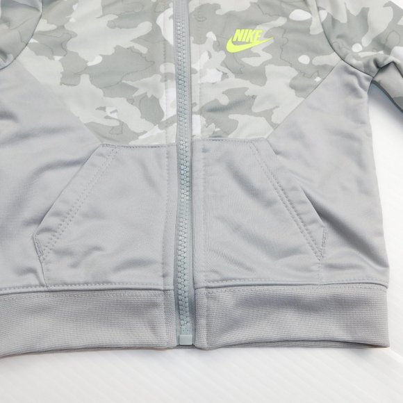 Nike Boys 12M Gray White Camo Print Yellow Track Jacket - Picture 4 of 11